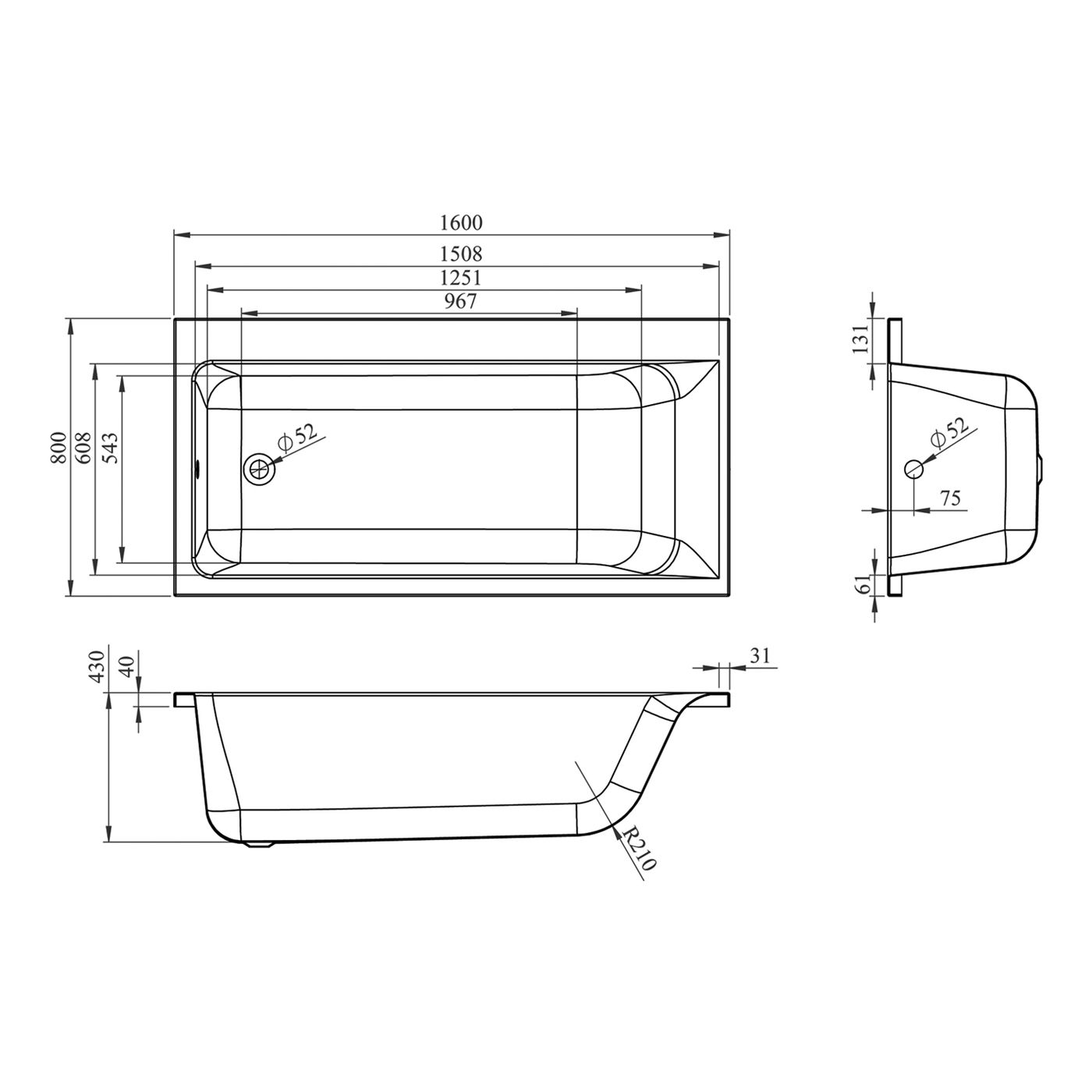 Аэромассажный комплект с хромотерапией 5 в 1 Lavinia Boho Catani 363380AC, акриловая ванна 160x80 см (правый разворот), каркас с монтажным набором, подголовник, хромотерапия, аэромассаж