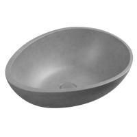 Раковина-чаша PUNC из искусственного камня, со сливом, 53x39 см, на столешницу, тигрово-серый, Sapho