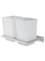 Два стакана для зубных щеток с держателем WONZON & WOGHAND ECLIPSE, Хром (WW-9128)