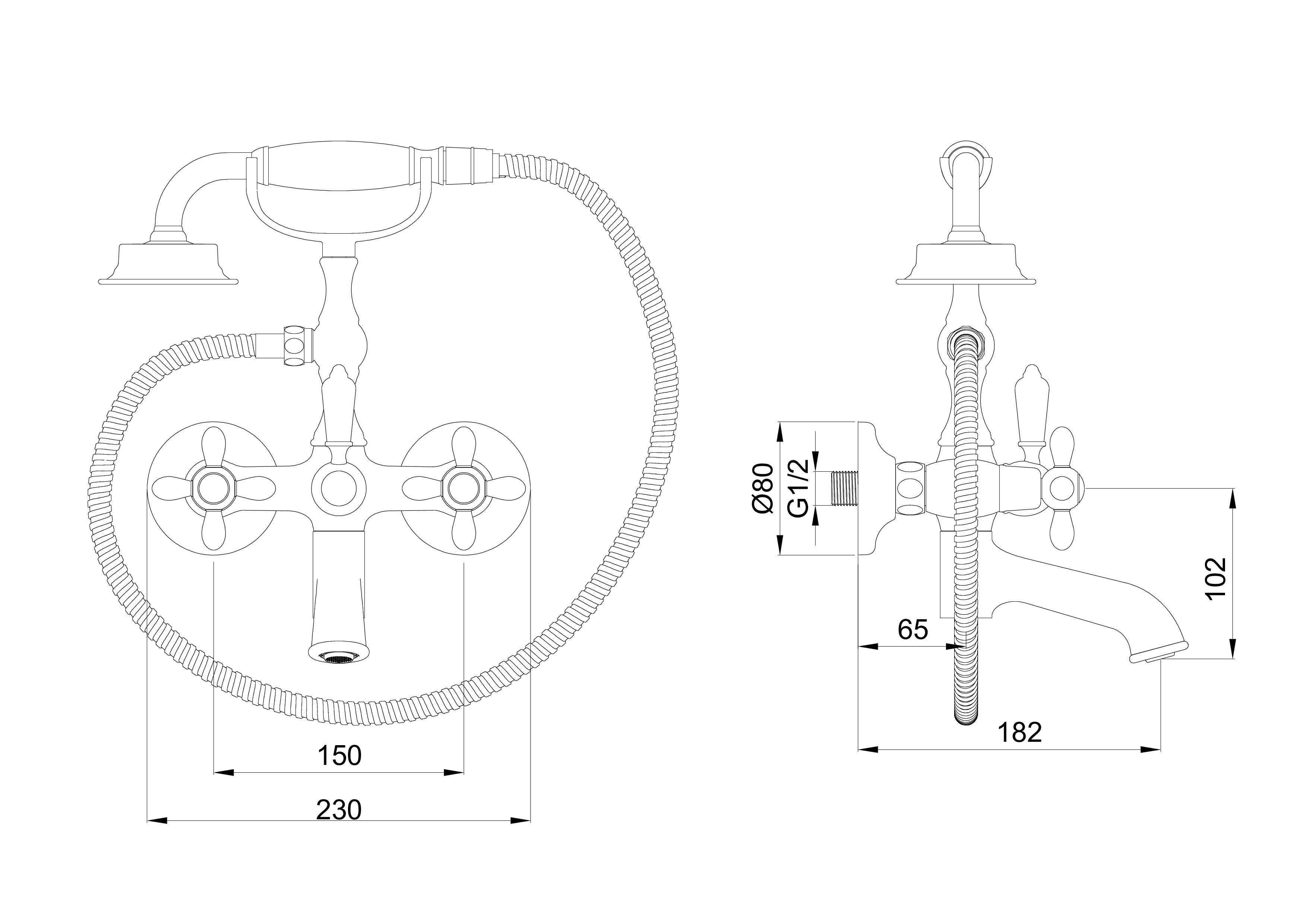 Смеситель для ванны с душем WONZON & WOGHAND RETRO, Брашированное золото (WW-88639020-BG) Смеситель для ванны с душем WONZON & WOGHAND RETRO, Брашированное золото (WW-88639020-BG)