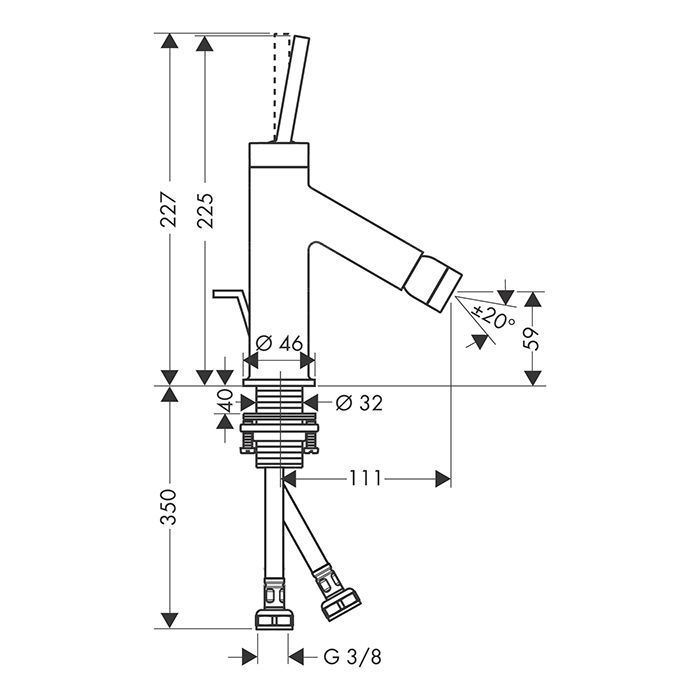 AX Starck Смеситель для биде на 1 отв., однорычажный, с донным клапаном, цвет: хром