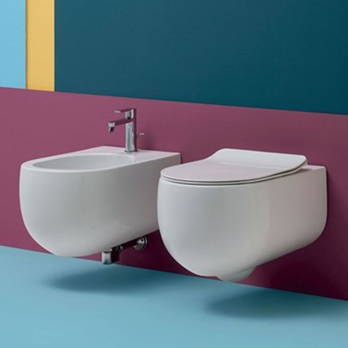 Kerasan Flo Унитаз NEW подвесной  БЕЗОБОДКОВЫЙ 54см, цвет: белый матовый