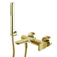 Fima Carlo Frattini Flo Смеситель для ванны, настенный, с ручным душем, цвет: золото Fima Carlo Frattini Flo Смеситель для ванны, настенный, с ручным душем, цвет: золото
