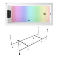 Комплект 4 в 1 Lavinia Boho Element S3-3709008P, акриловая ванна 170x80 см, усиленный металлический каркас с монтажным набором, мягкий силиконовый подголовник, хромотерапия