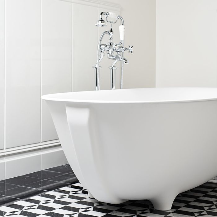 Devon Dove Ванна отдельностоящая на ножк из WHITE TEC PLUS 170.5х52,8х84.6 см, цвет: белый,  в компл донный клапан с крышкой из WHITE TEC