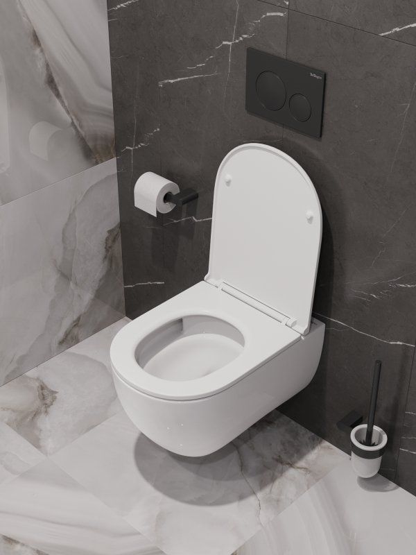 ETNA Унитаз подвесной безободковый со смывом "Торнадо", с сиденьем дюропласт soft close BB008CH-TOR/SC, артикул BB008CH-TOR/SC