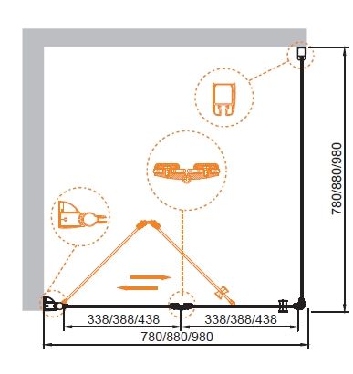 Душевой уголок Cezares Elena W-AS-1 80x80 ELENA-W-AS-1-80-C-Cr профиль Хром стекло прозрачное