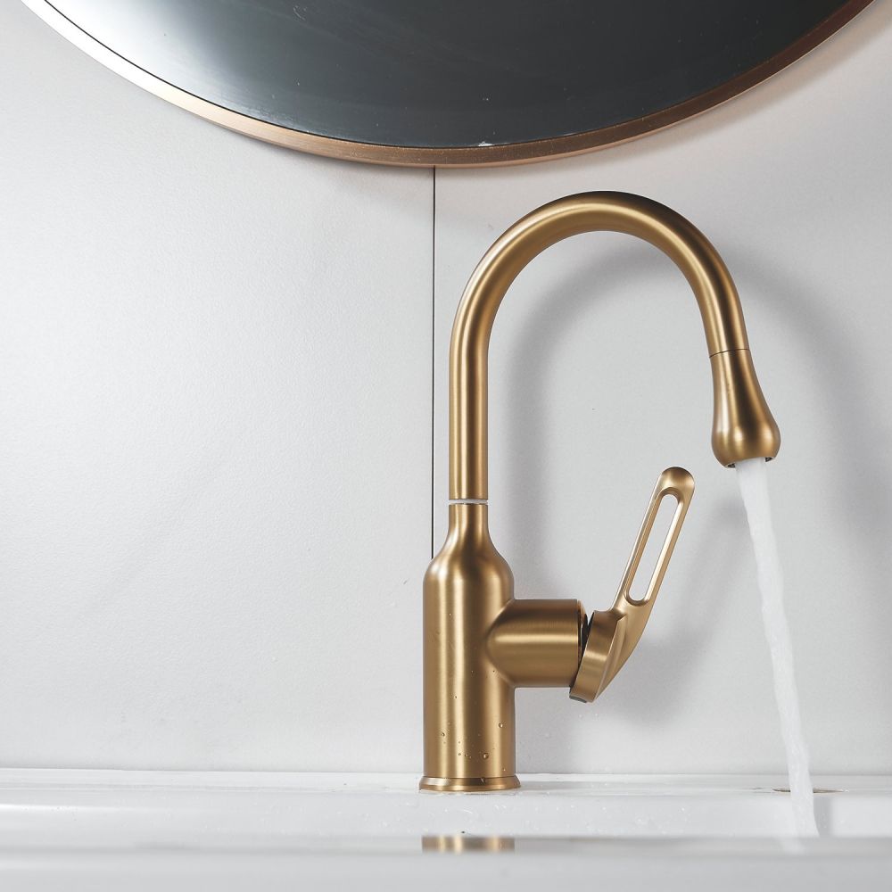 Смеситель для раковины Raffine F101G, золотой сатин