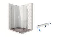 Душевой уголок Ambassador Kingston 14011104-ST10, полукруглый, линейный трап, 90х90