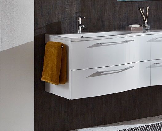 Marlin 3160motion, тумба под раковину 90 см правая (2 ящика), цвет белый глянец