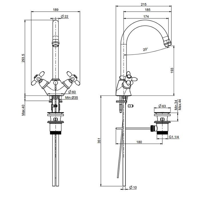 Fima Carlo Frattini Olivia Cмеситель для раковины, на 1 отв., с донным клапаном, цвет: золото, артикул F5021OR