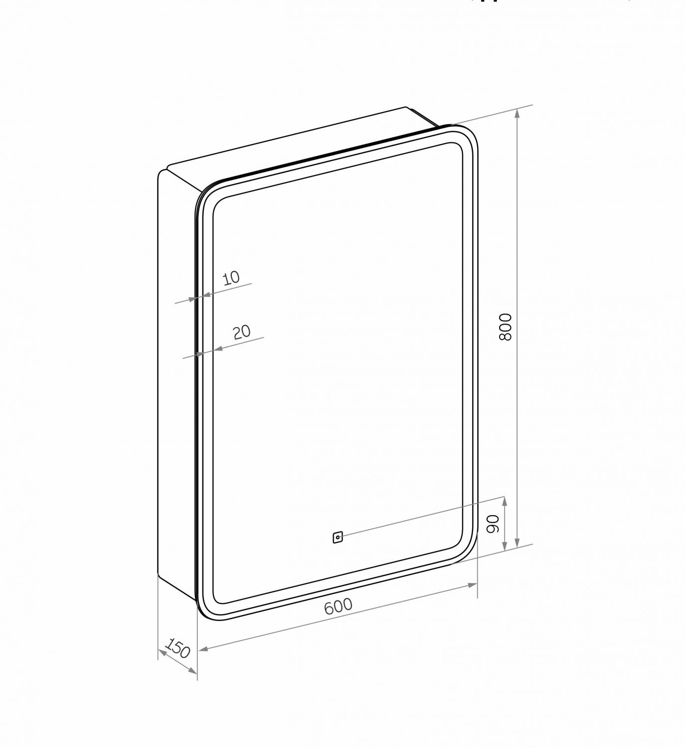 Зеркало-шкаф с подсветкой ART&MAX PLATINO AM-Pla-600-800-1D-L-DS-F, артикул AM-Pla-600-800-1D-L-DS-F
