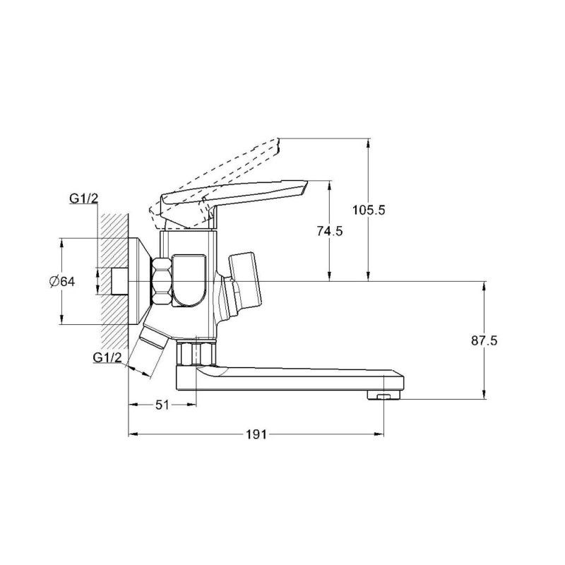 Смеситель для ванны D-Lin D147368-1, хром