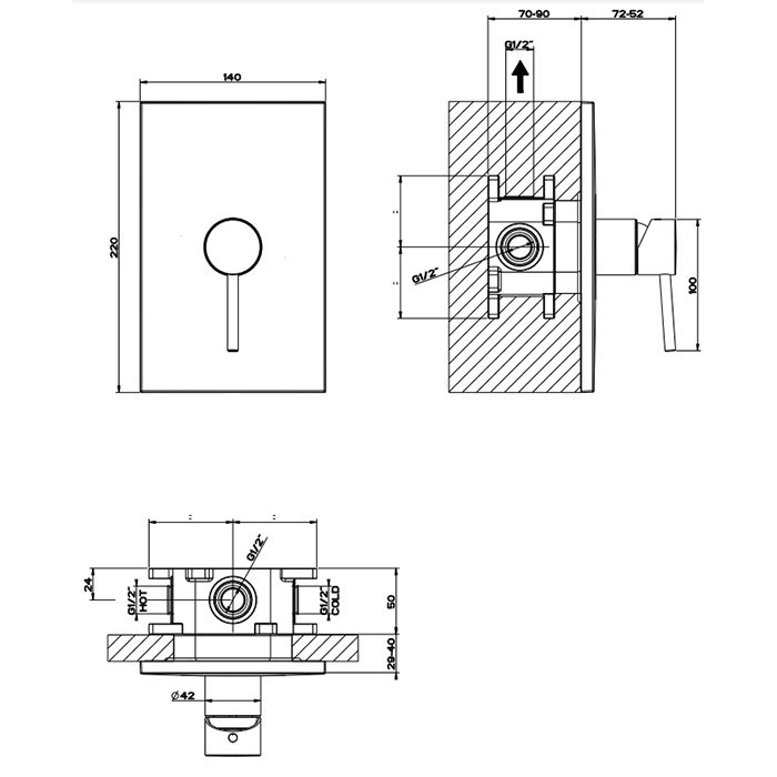 Gessi Emporio Via tortona Внешние части для настенного смесителя на 1 позицию, цвет: Finox Brushed Nickel, артикул 44662#149
