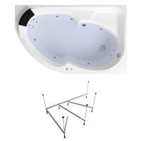 Гидромассажный комплект 4 в 1 Lavinia Boho Grance Hill 36156H00, акриловая ванна 170x105 см (правый разворот), каркас с монтажным набором, подголовник, гидромассаж