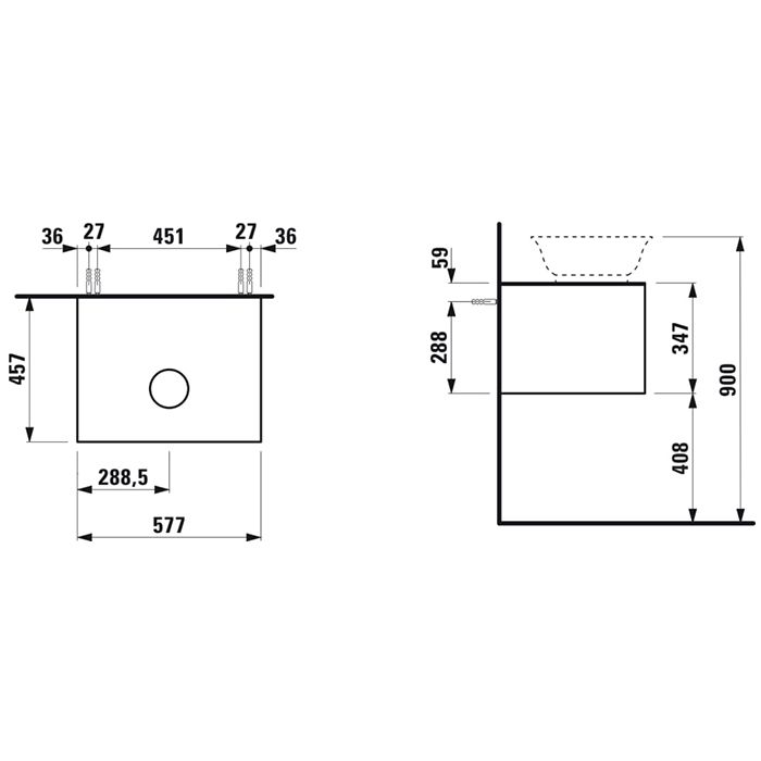 Laufen New Classic База под раковину подвесная, 580х450х350 мм, 1 ящик, цвет белый глянцевый (для раковины 812852, 812853), артикул 4.0600.1.085.631.1