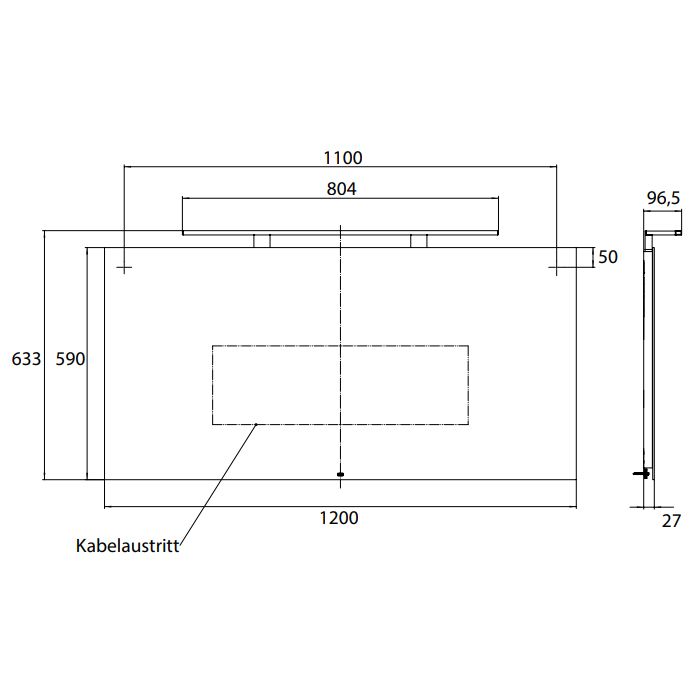 EMCO Зеркало с LED подсветкой 4000K, 1200x590мм, с сенсорным выключателем (вкл/выкл.), IP 44