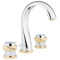 THG DIPLOMATE ROPED RINGS Смеситель для раковины на 3 отверстия, с донным клапаном, цвет хром/золото