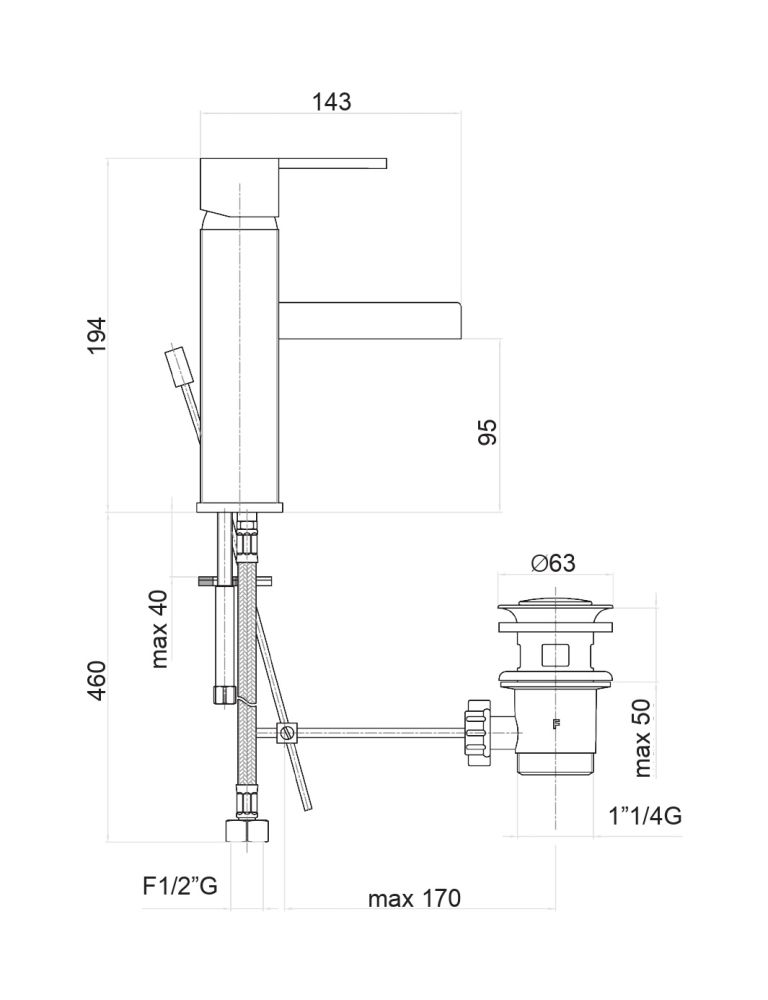 Смеситель для раковины Fiore XS 71CR7705, хром