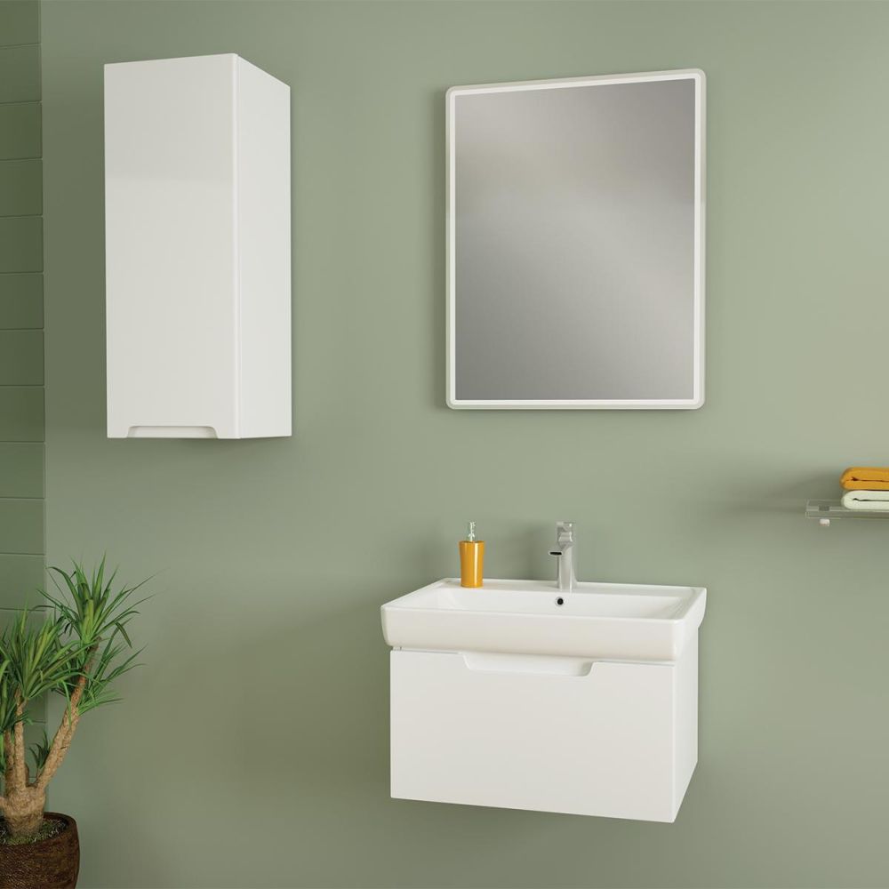 Тумба с раковиной подвесная Dreja Tiny 50 см, белый, артикул 99-1901-com