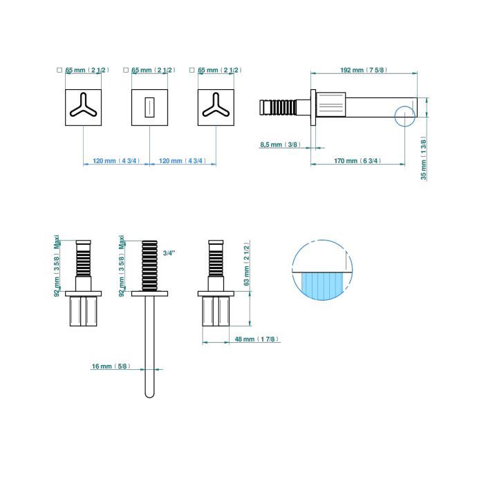 THG ICON-X TITANE Смеситель для раковины настенный, на 3 отверстия, внешняя часть, цвет полированное золото