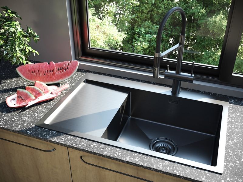 Кухонная мойка Paulmark Elde 78 PM807851-GMR Вороненая сталь Кухонная мойка Paulmark Elde 78 PM807851-GMR Вороненая сталь