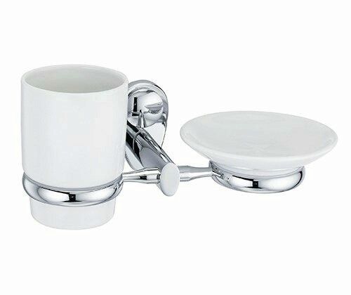 Аксесс Main K-9226C Держатель стакана и мыльницы, (блистер), КЕРАМИКА, хром, WasserKRAFT