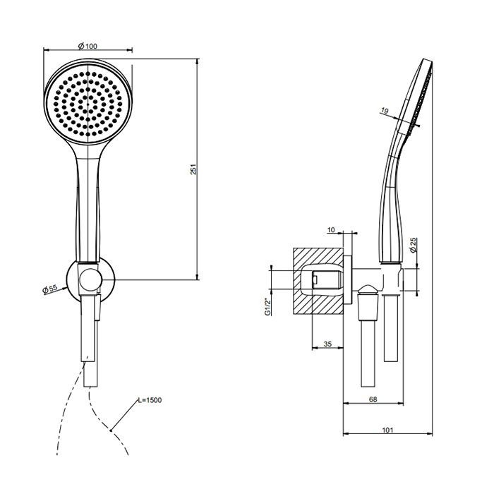 Gessi Emporio Emporio shower Душевой комплект, состоящий из вывода воды, держателя, шланга 1,50 м и лейки, цвет: Black XL