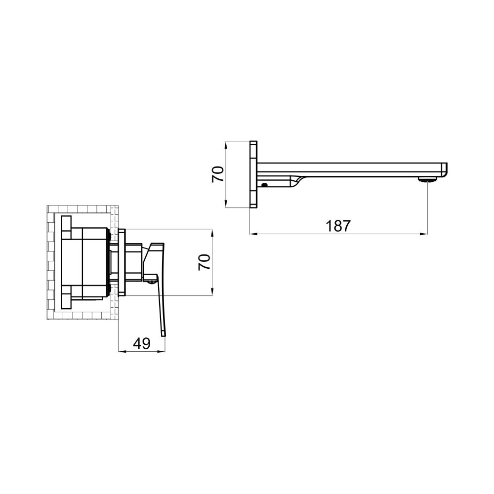 Смеситель для раковины встраиваемый Shevanik S9941T, оружейная сталь