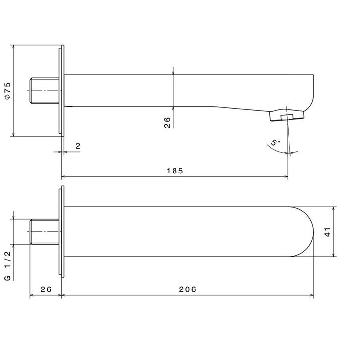 Настенный излив OLE, хром глянец