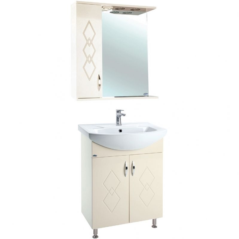 Зеркало со шкафом Bellezza Элеганс 65 L 4618610522070 с подсветкой Бежевое