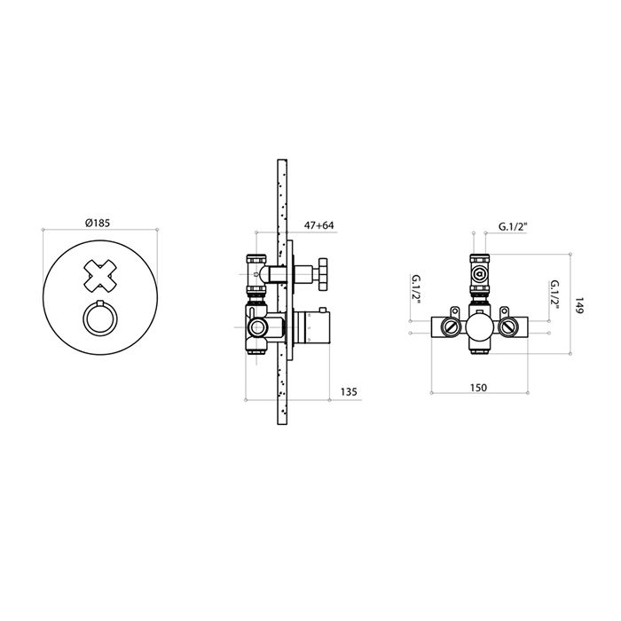 Bongio Alcor Смеситель термостатический для душа, цвет хром