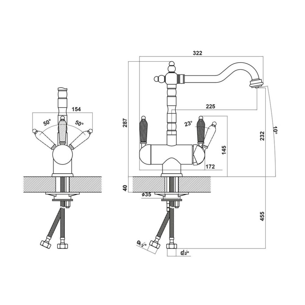 Смеситель для кухни с подключением фильтра Florentina АРИЯ 333.21H.2113.202, шампань, артикул 333.21H.2113.202
