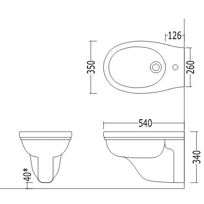 Devon Rose Биде подвесное 35х52,5 см c 1 отв. под смеситель, белое