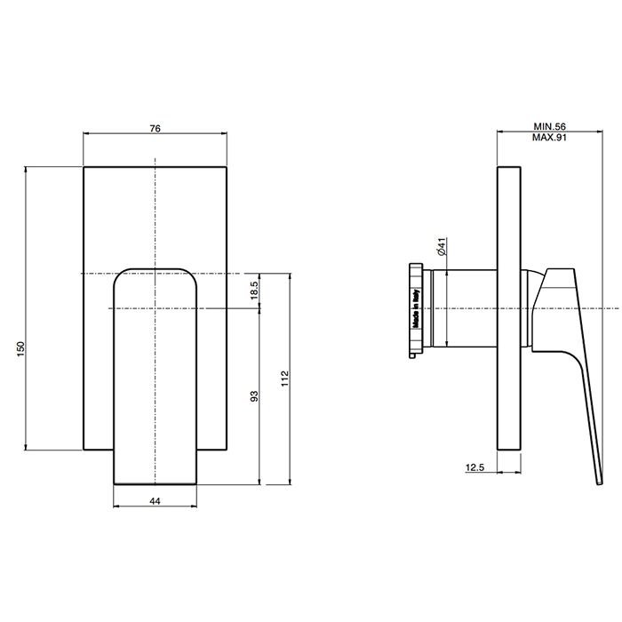 Fima Carlo Frattini Fit Смеситель для душа, встраиваемый, цвет: чёрный матовый