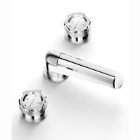 Stella Timeaster Смеситель для раковины на 3 отверстия 3224, круглая ручка d=52мм, с донным клапаном, цвет: хром, ручка черная