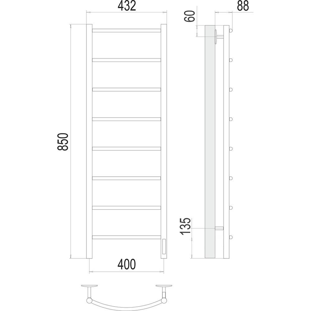 Полотенцесушитель электрический Terminus Классик П8 40х85, артикул 4670078531346