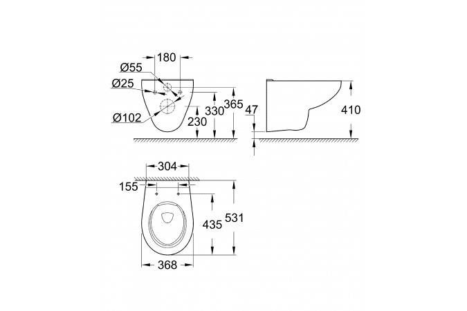 Готовый набор для туалета GROHE Bau Ceramic с панелью смыва Skate Air (NW0008)
