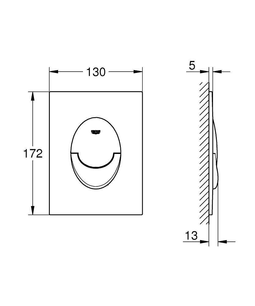 Панель смыва для унитаза GROHE Skate Air, размер S, вертикальная, хром (37965000)