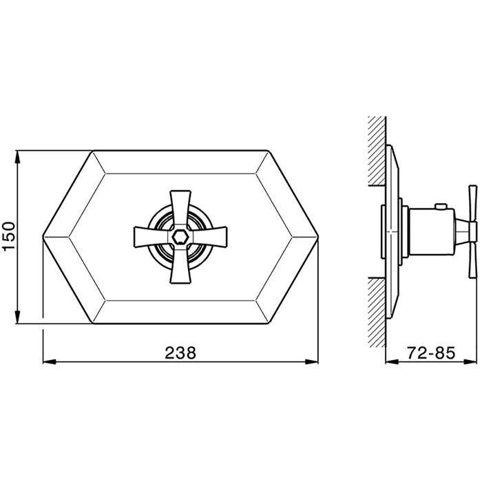 CISAL Cherie Внешняя часть встраиваемого термостатического смесителя для душа, цвет розовое золото/черный, артикул CX0072007E