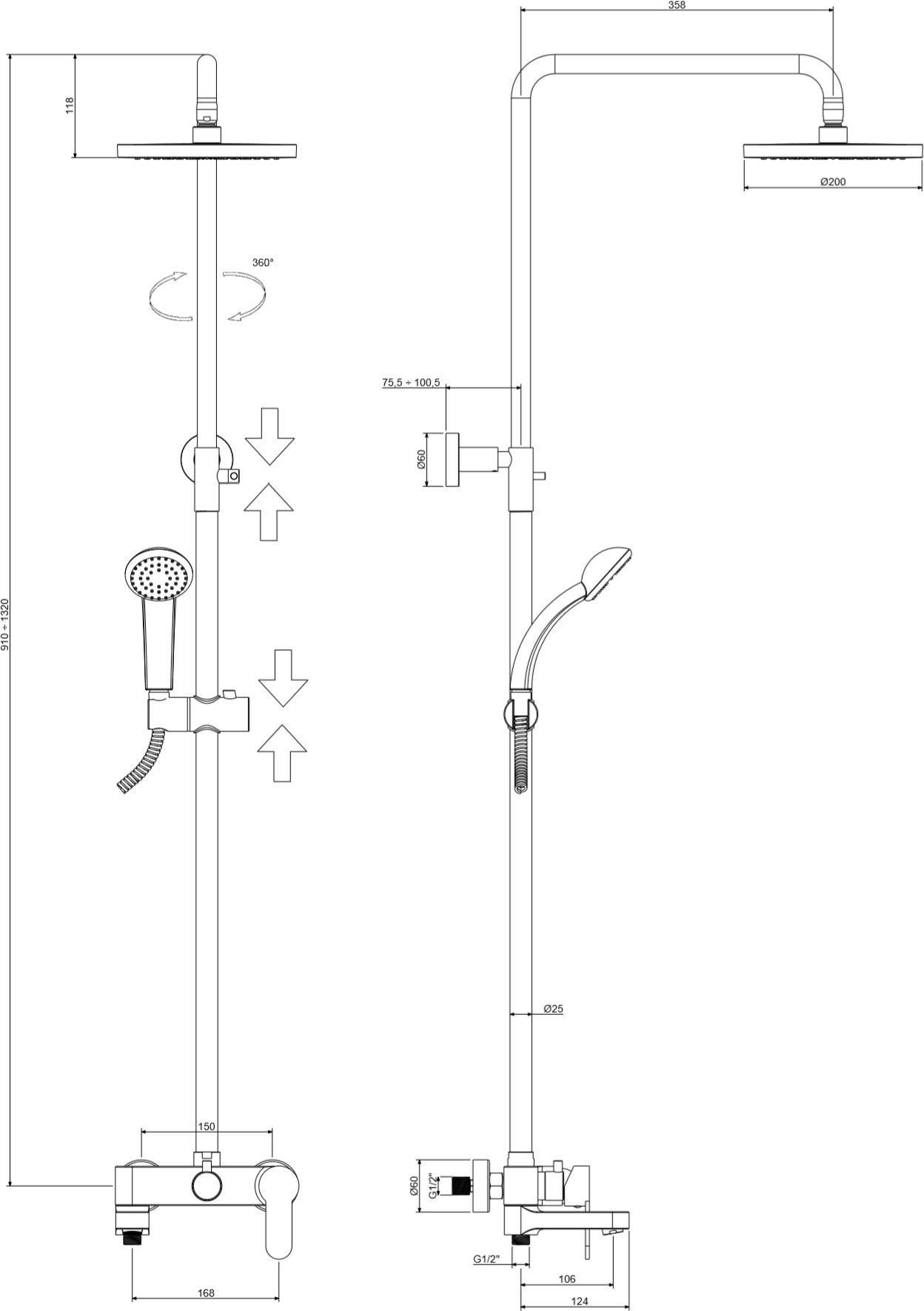 Душевая стойка Paffoni Blu ZCOL632CR