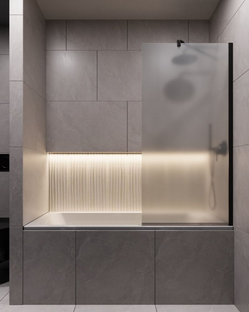 Шторка для ванны Timo TC-80/03F-8 в узком профиле 1400*800, стекло матовое 8 мм (T19), артикул T19