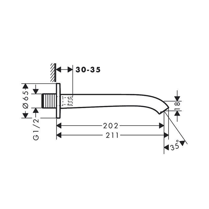 Излив, Hansgrohe, Vivenis, вынос излива, мм-202, стандарт подводки-1/2", цвет-чёрный матовый Излив, Hansgrohe, Vivenis, вынос излива, мм-202, стандарт подводки-1/2", цвет-чёрный матовый