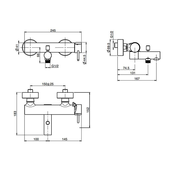 Fima Carlo Frattini Spillo Up Смеситель для ванны, настенный, цвет: золото