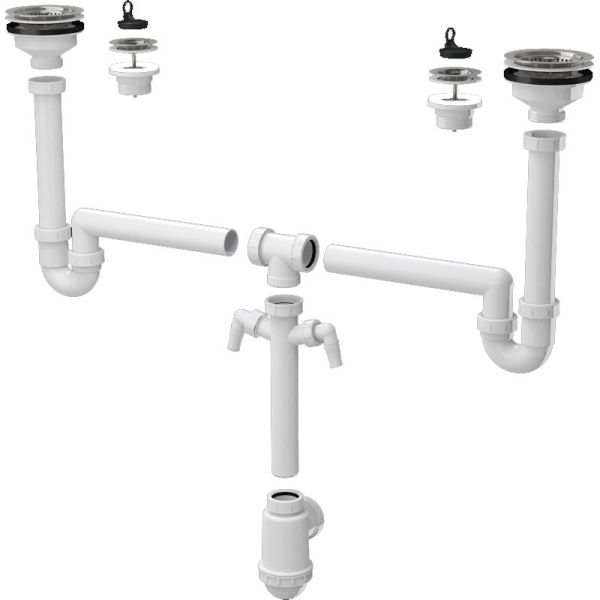 Сифон для кухонной мойки Alcaplast A8000 универсальный Белый