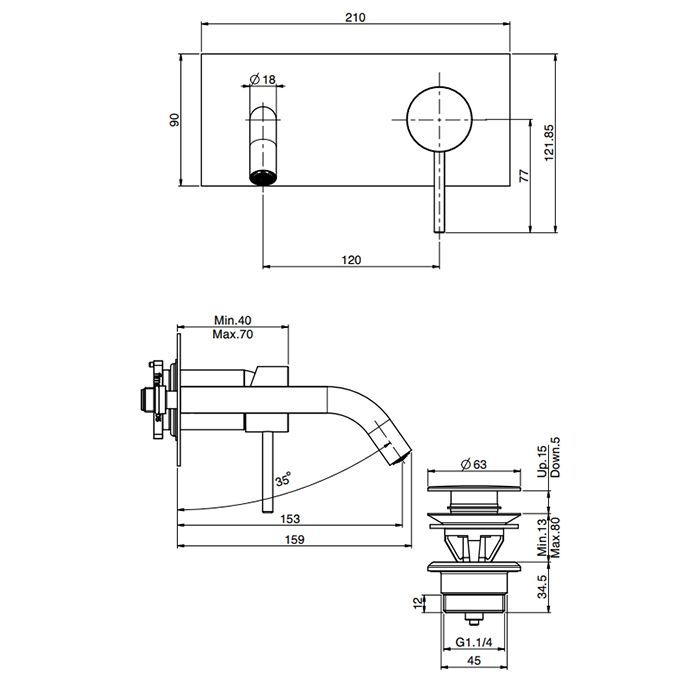Fima Carlo Frattini Spillo Up Cмеситель для раковины, встраиваемый, излив: см., цвет: хром Fima Carlo Frattini Spillo Up Cмеситель для раковины, встраиваемый, излив: см., цвет: хром