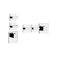 Gessi Rettangolo Встраиваемый термостат, подключение на 3/4”, с 2мя независимыми выходами(внешние части), цвет: хром