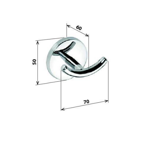 Крючок ALFA  для одежды 70x60x60мм, хром