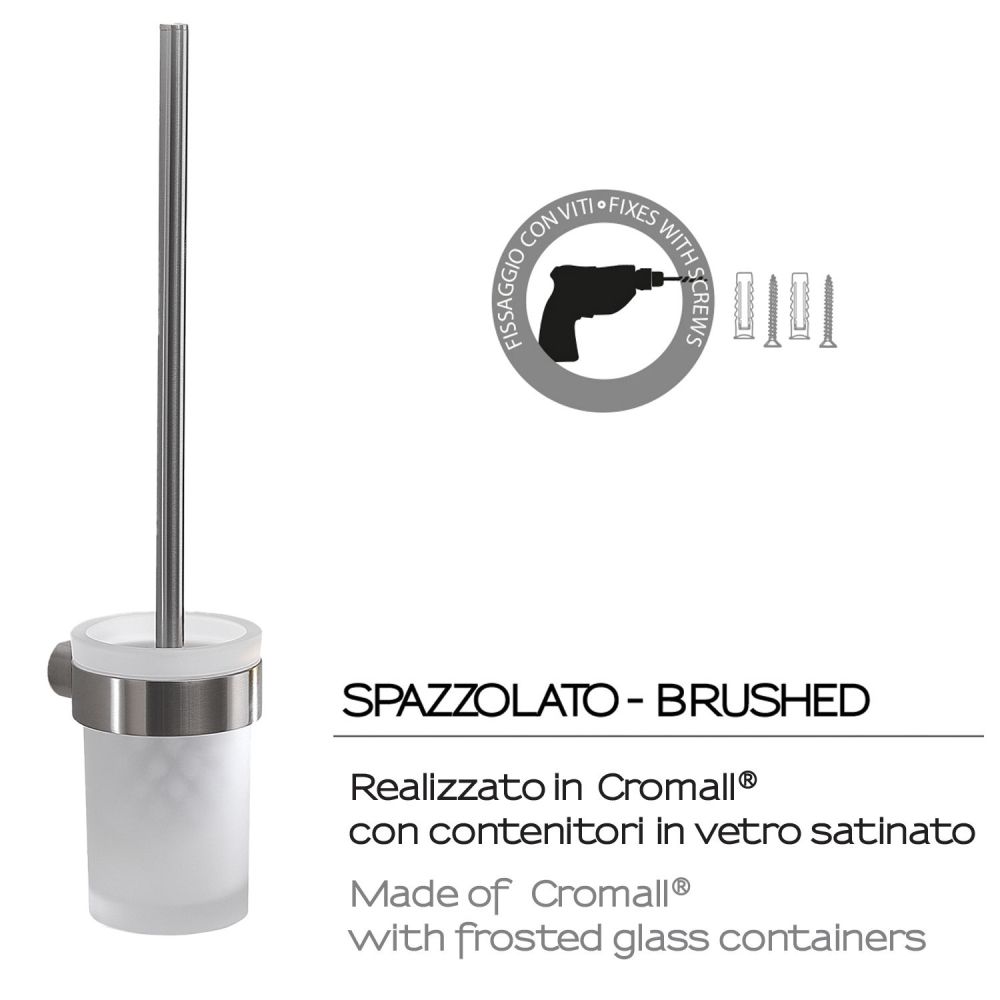 Gedy Pirenei, настенный стеклянный ёрш, цвет зачищенный хром, артикул PI33/03(38)