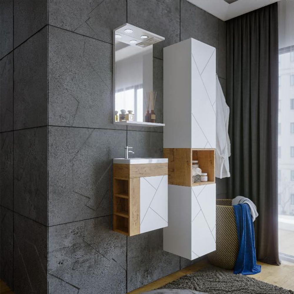 Зеркало Бриклаер КРИСТАЛЛ 40 см, белый, артикул 4627125415845